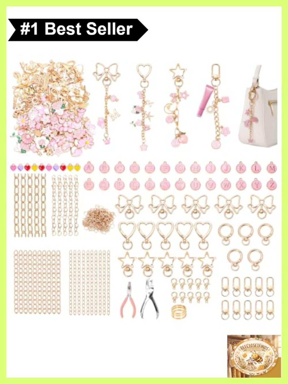 DIY Lipgloss Charm Kit 136 Charms Keychains Jewelry Making Set